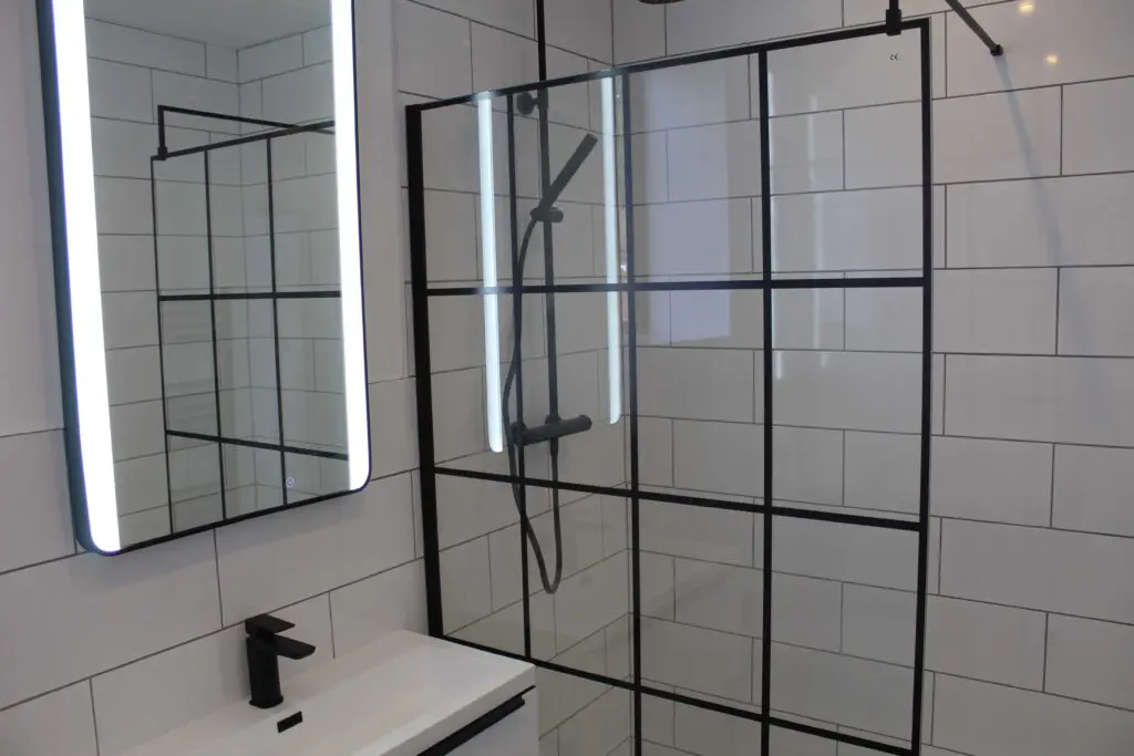 Fixed Black Shower Panel and Shower