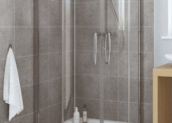 Walk in corner shower fitted